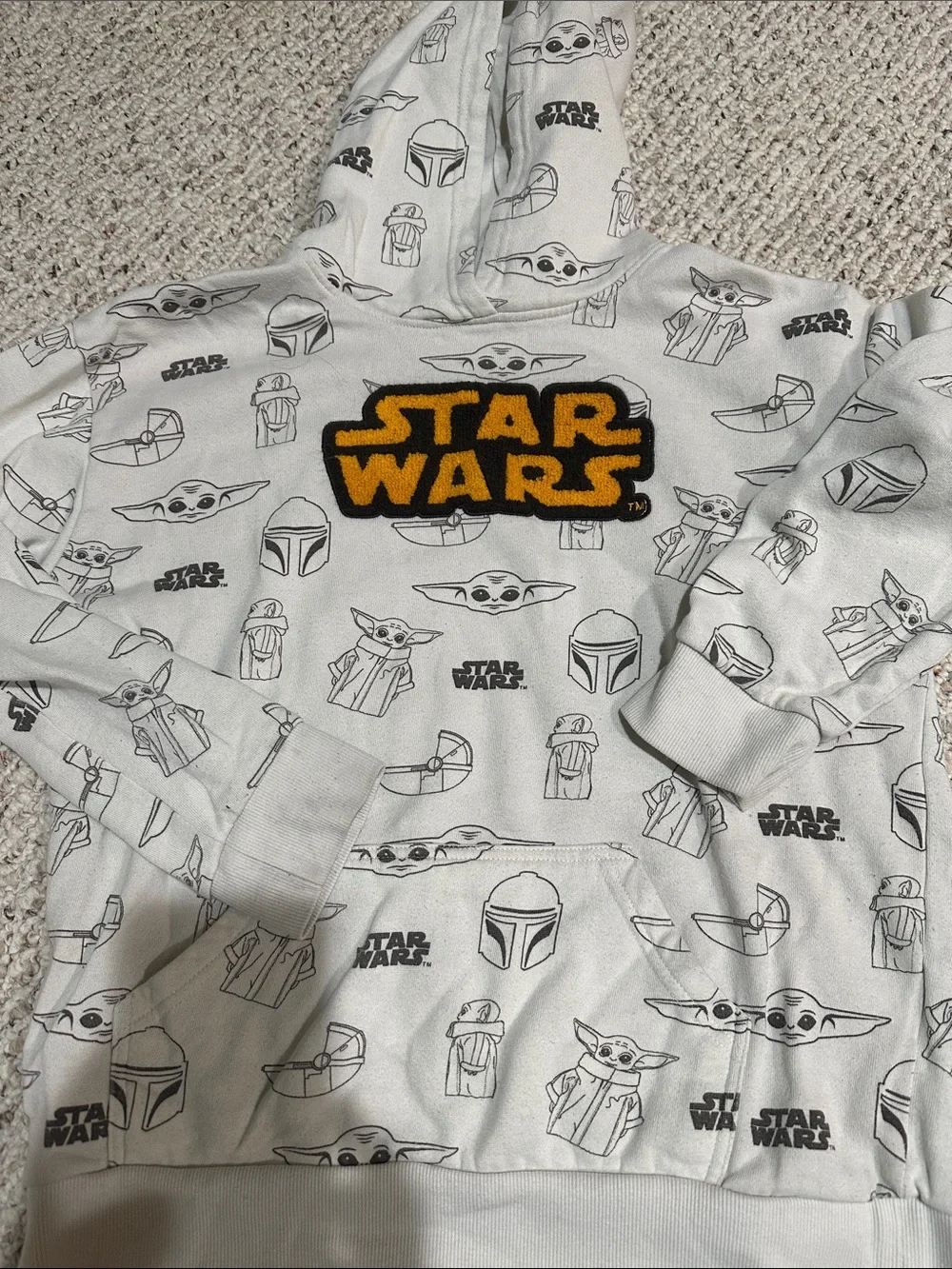 Star Wars White & Black Baby Yoda Graphic Hoodie